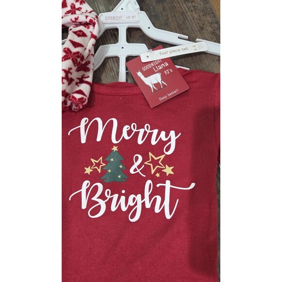 NWT Goodnight Llama 4 Piece 2T Christmas Pajamas B10 - Picture 4 of 6